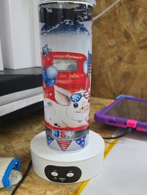 NaNa Red, White & Blue USA Pig Themed Tumbler
